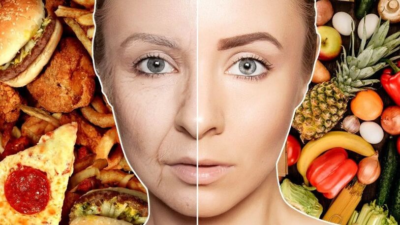 Vegetables and fruits against aging